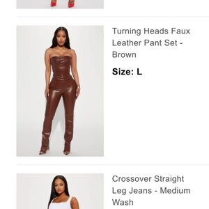 Faux leather pants set 
Brown 
New with tag , size L